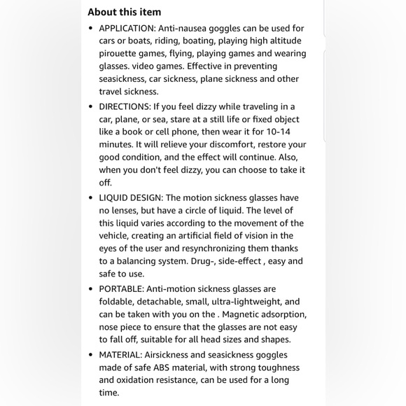 Amazon Motion Sickness Glasses - Picture 3 of 3